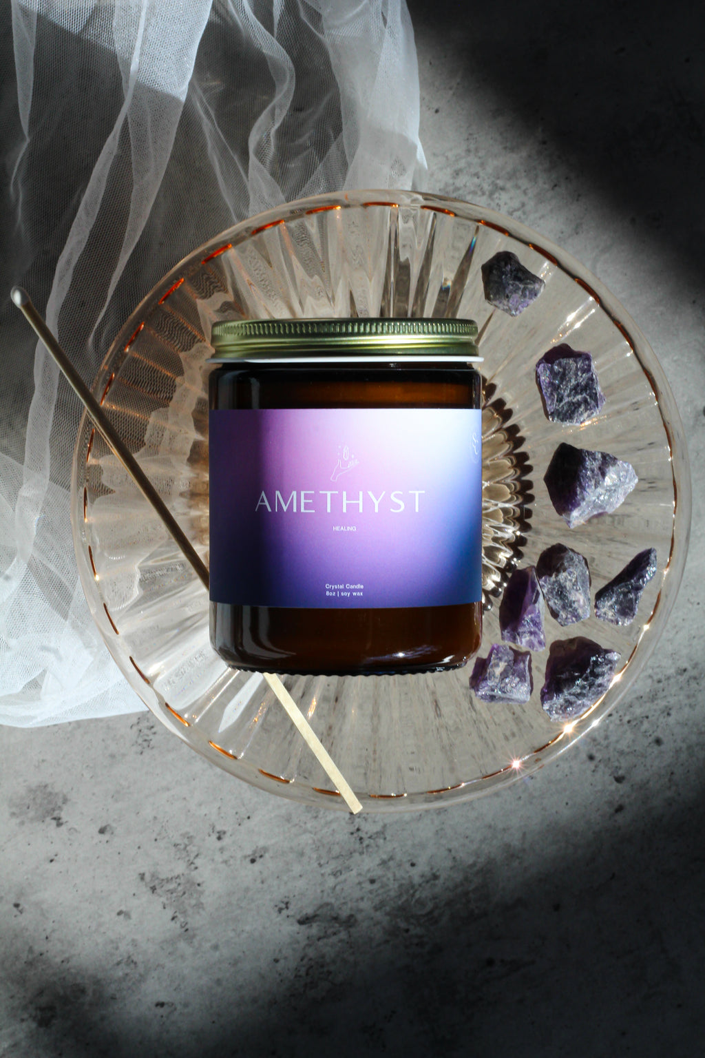 Amethyst Crystal Candle - Healing