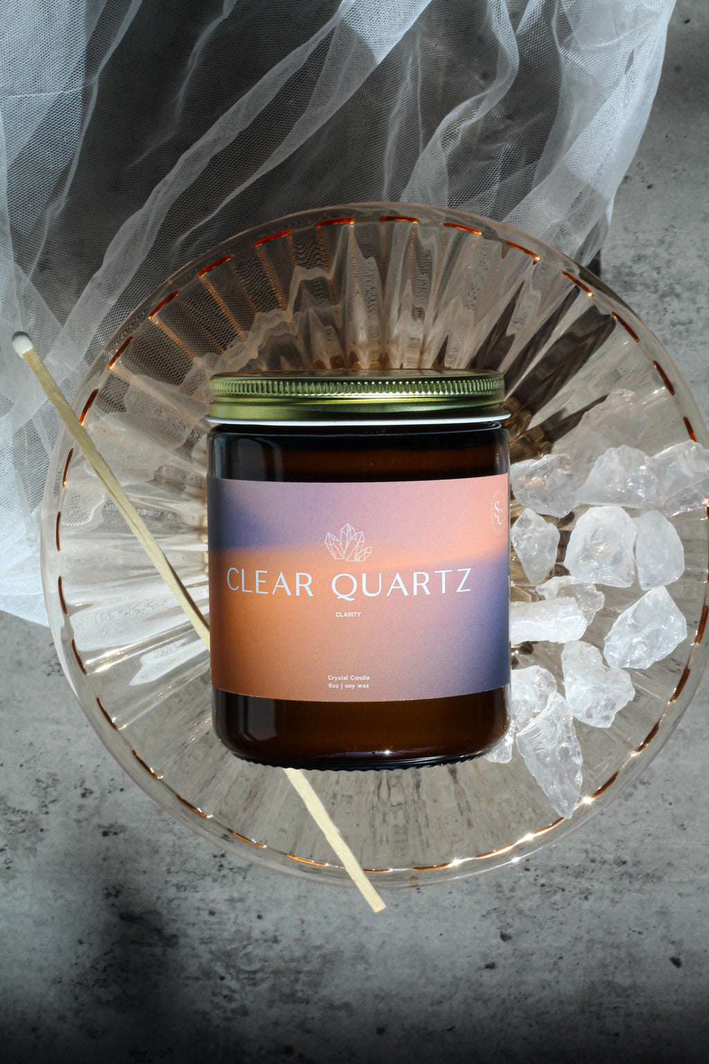 Clear Quartz Crystal Candle - Clarity